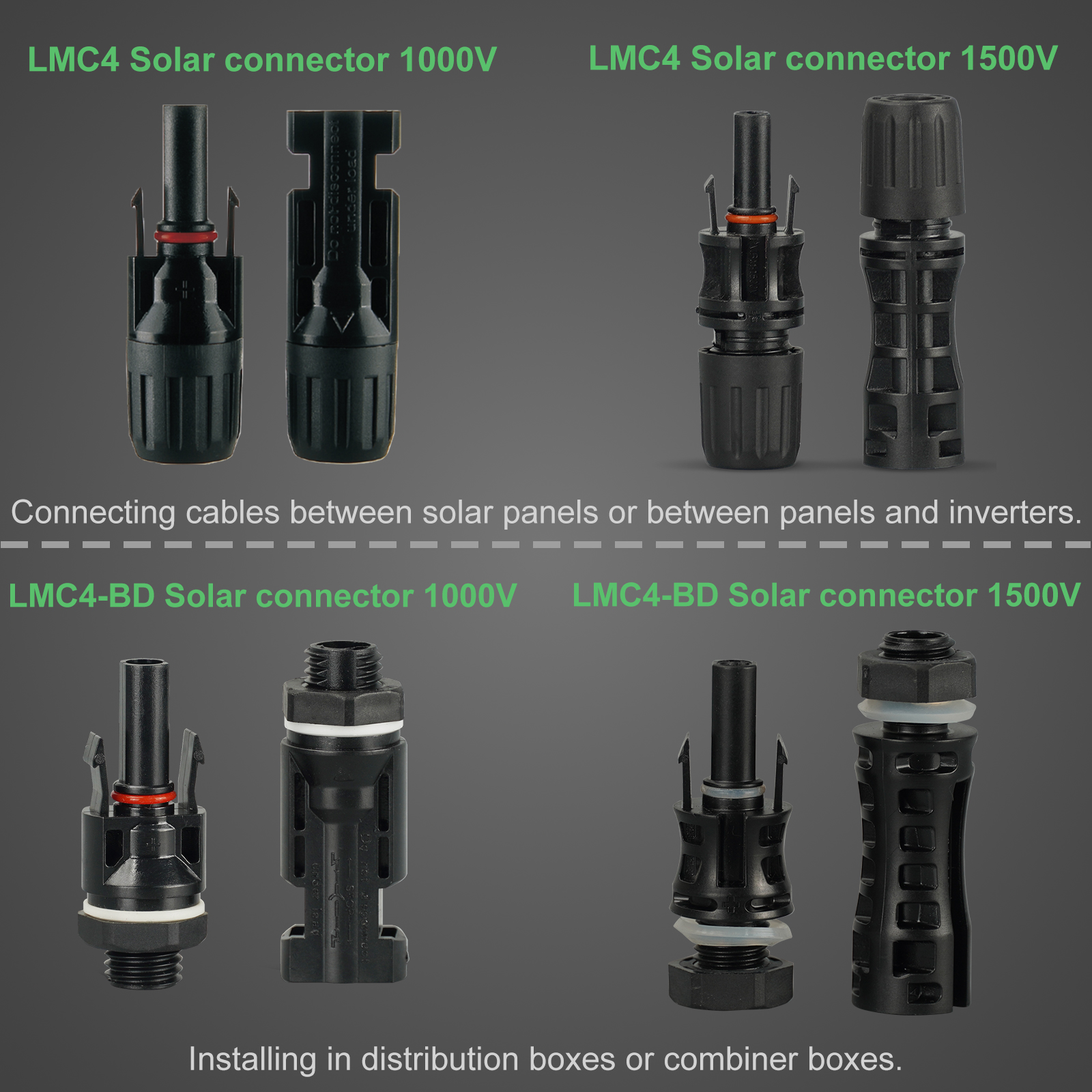 Varietas explorans inter PV Panel Mount Connectors et PV Connectors